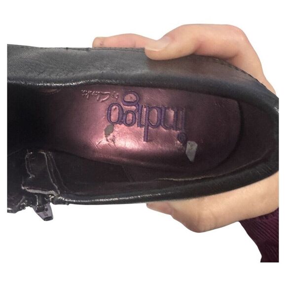 indigo by clarks Black Leather Shoe Boot Heel Size 9.5M ladies. Heel size 3.5" - Picture 6 of 7